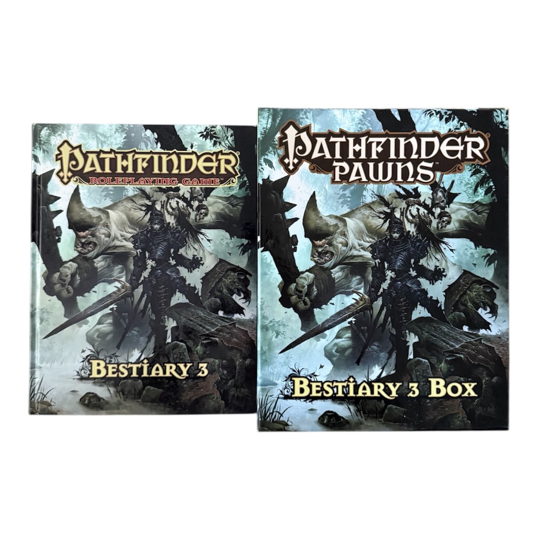 Pathfinder Bestiary 3: Hardback Pathfinder Roleplaying Game Bestiary 3 Book with Pathfinder Pawns Bestiary 3 Box.Pathfinder Pawns Bestiary 3 Box includes:300+ creature pawns 20 medium bases10 large bases5 huge