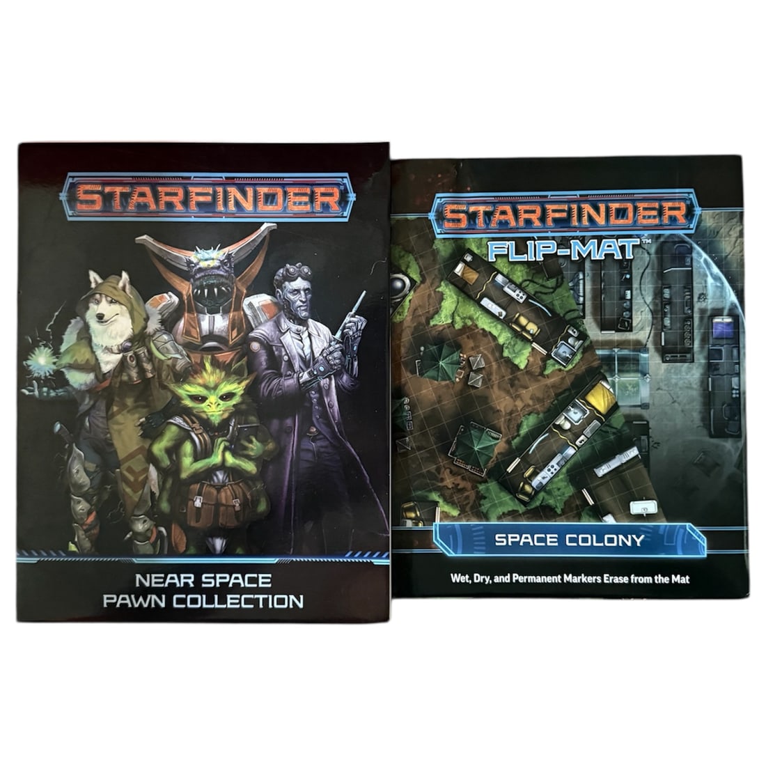 Starfinder RPG Accessories: Starfinder Flip-Mat & Near Space Pawn Collection.Combined for shipping:Height 11 x Width 8.5 x Depth 1.75 in inches.