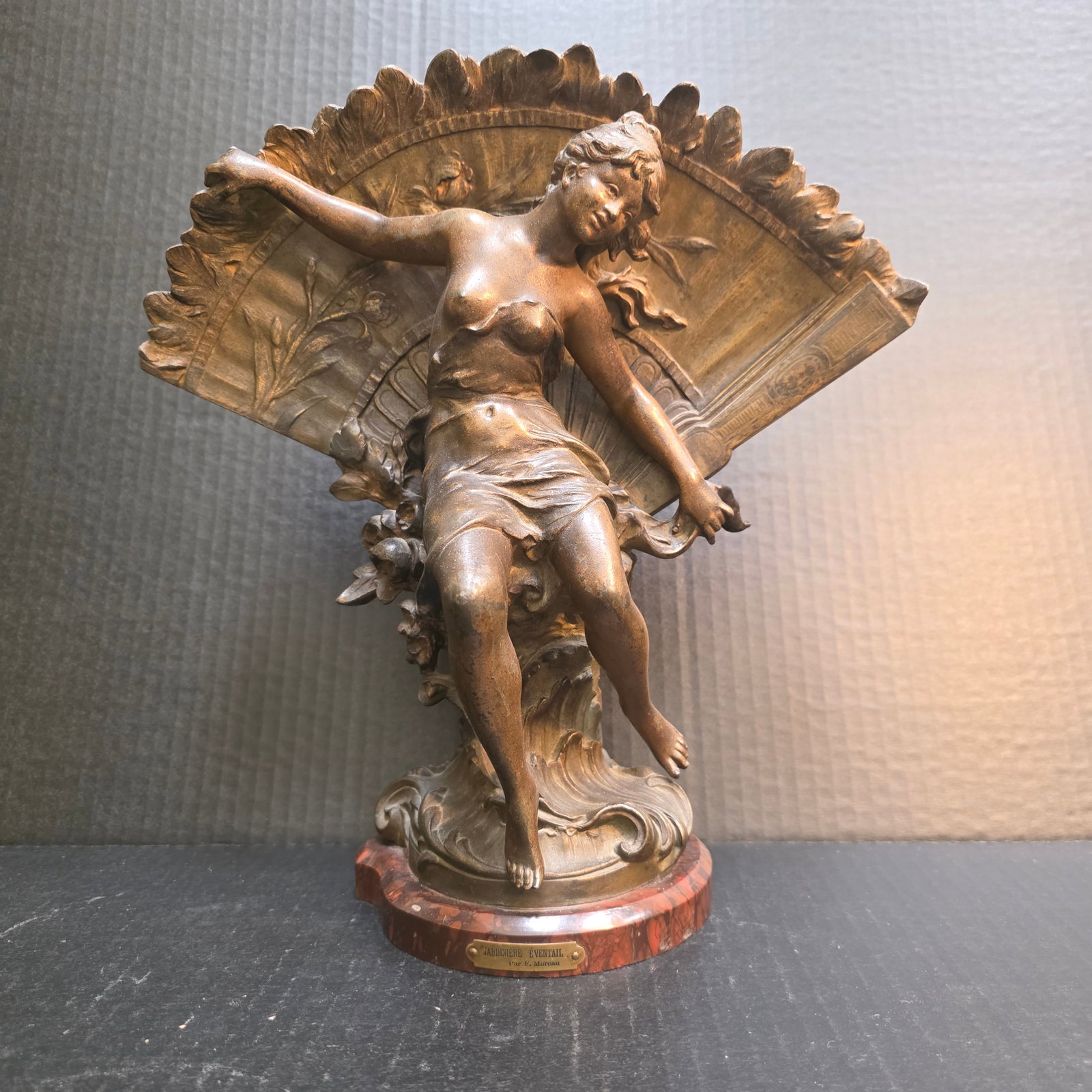 Francois Moreau Art Nouveau L'Eventail Fan Vase-Signed (1 of 10)