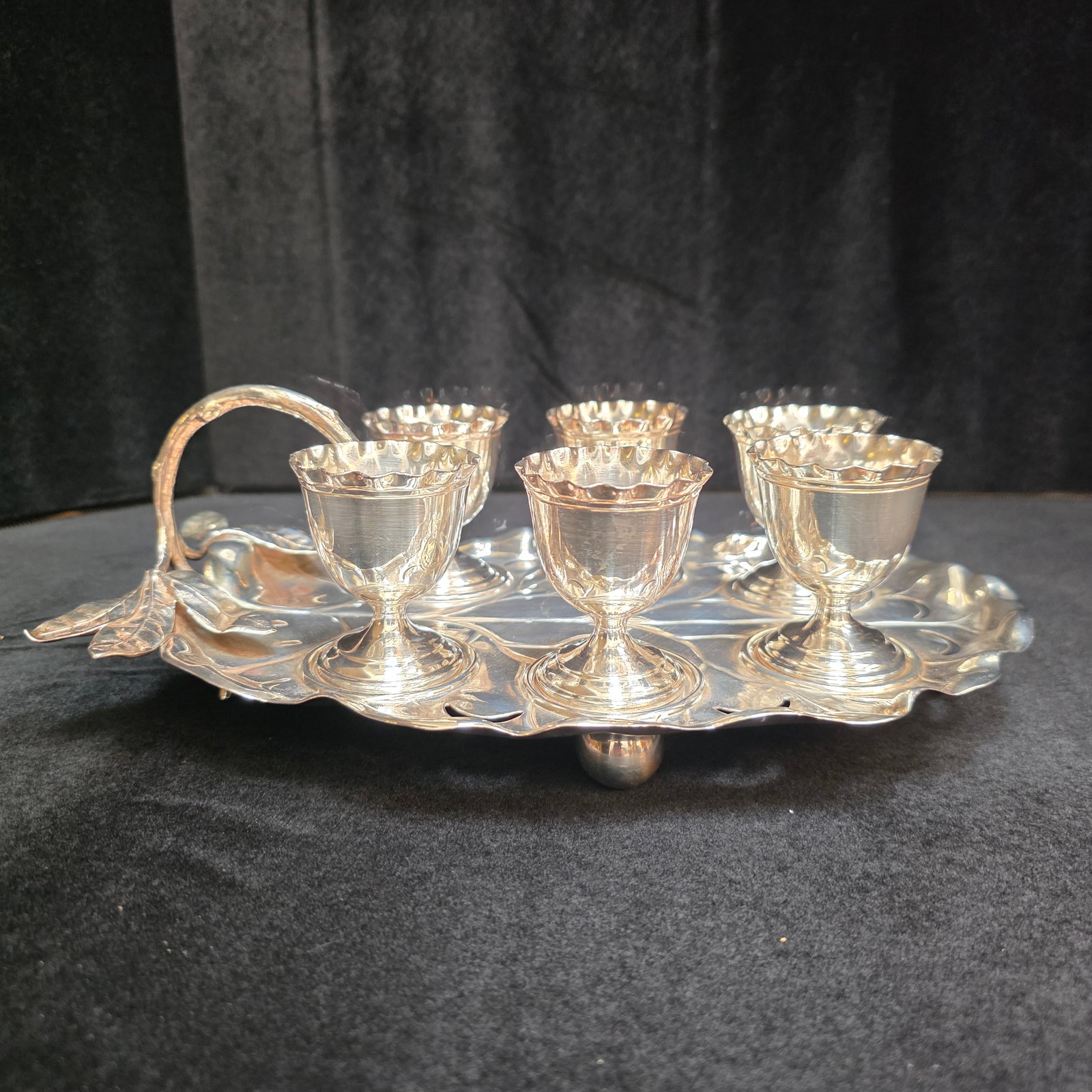 Antique Silver Plate 7 Piece Egg Cruet Set (1 of 8)
