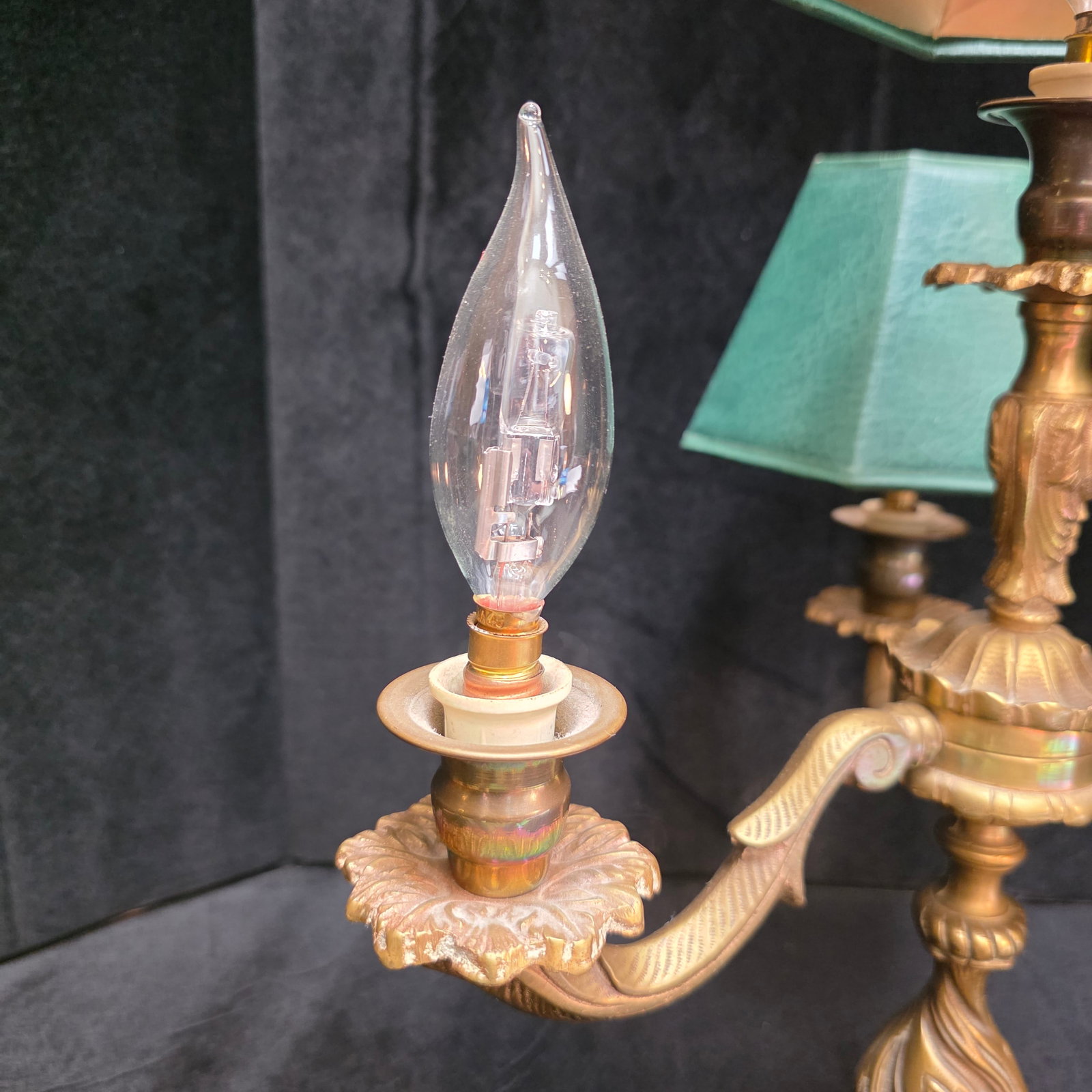 Brass 3 Arm Caldelabra Table Lamp - 4