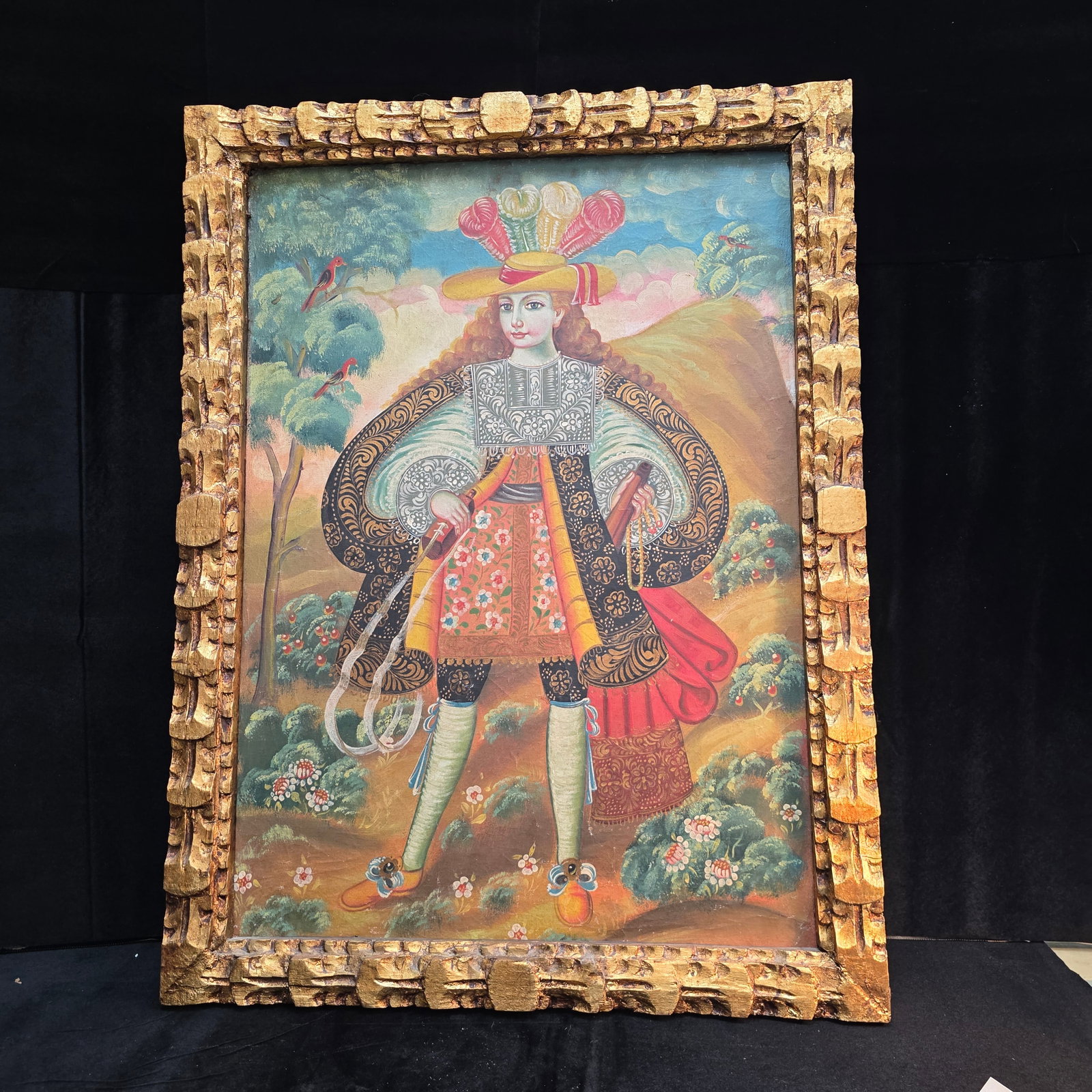 Large 23x30 School of Cuzco Angel Acrabucero Original Oil Painting (1 of 3)