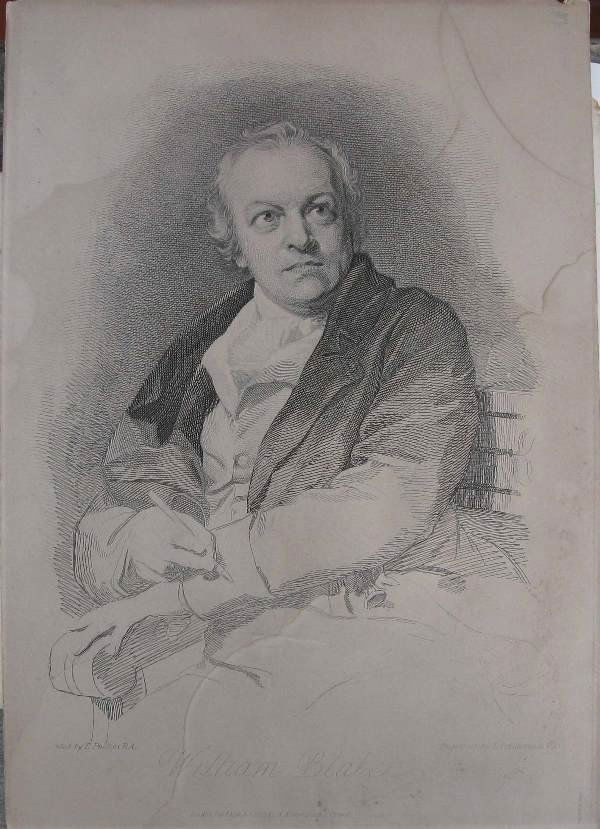 Print by T. Phillips, engraved by L. Schiavonetti (: T. Phillips & L. Schiavonetti (Italian, 1765-1810). "William Blake", engraving. Circa 1813. Image dimension 14" x 10".