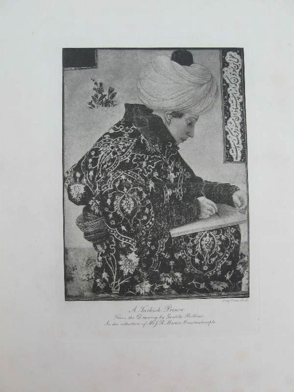 Engraving by Emery Walker (English, 1851-1933): Emery Walker (English, 1851-1933). "A Turkish Prince", engraving. Circa approximately 1990. Image dimension 9" x 6". Reads: "From the Drawing by Gentile Bellini", "In the collection of Mr. J. R. Marti