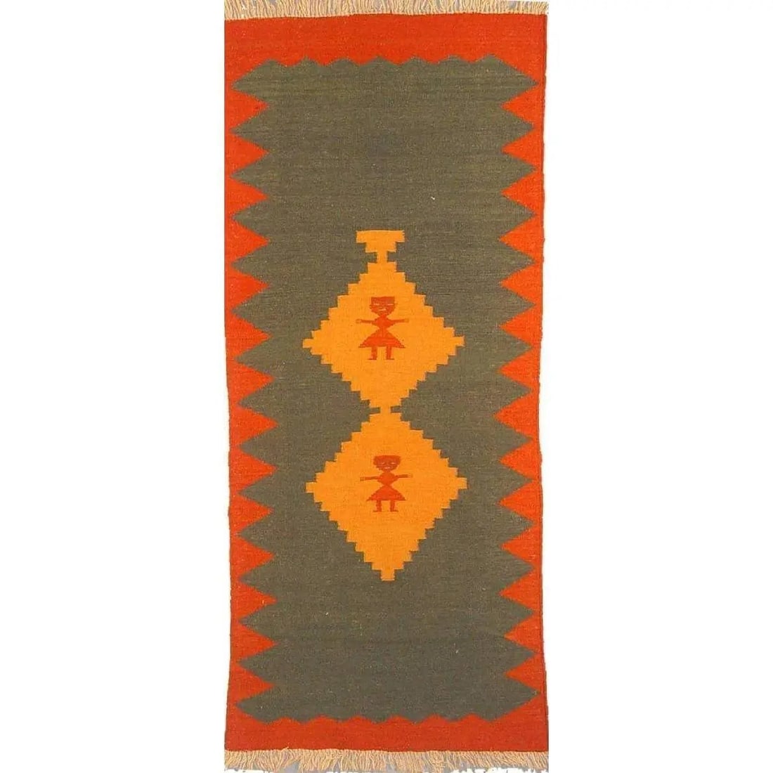 One Of The Kind Shiraz Persian Kilim 6'4" X 2'9": Lifetime Exchange Guarantee. The client is responsible for all shipping costs. Please call us for additional pictures and information. ABC Rugs Kilims Collection Shiraz Persian Kilim Collection And Mo