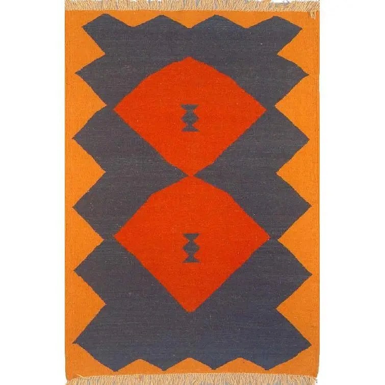 One Of The Kind Shiraz Persian Kilim 5'0" X 3'7": Lifetime Exchange Guarantee. The client is responsible for all shipping costs. Please call us for additional pictures and information. ABC Rugs Kilims Collection Shiraz Persian Kilim Collection And Mo