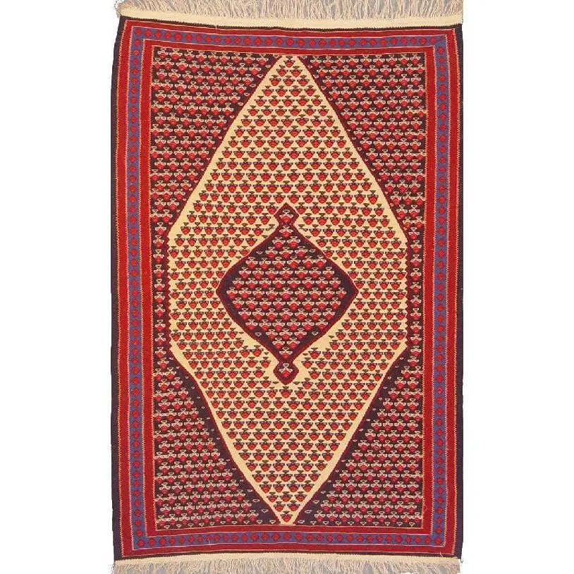 One Of The Kind Sanandaj Persian Kilim 5'6" X 3'7": Lifetime Exchange Guarantee. The client is responsible for all shipping costs. Please call us for additional pictures and information. ABC Rugs Kilims Collection Sanandaj Persian Kilim Collection And 