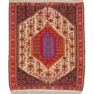 One Of The Kind Sanandaj Persian Kilim 4'9" X 4'1": Lifetime Exchange Guarantee. The client is responsible for all shipping costs. Please call us for additional pictures and information. ABC Rugs Kilims Collection Sanandaj Persian Kilim Collection And 