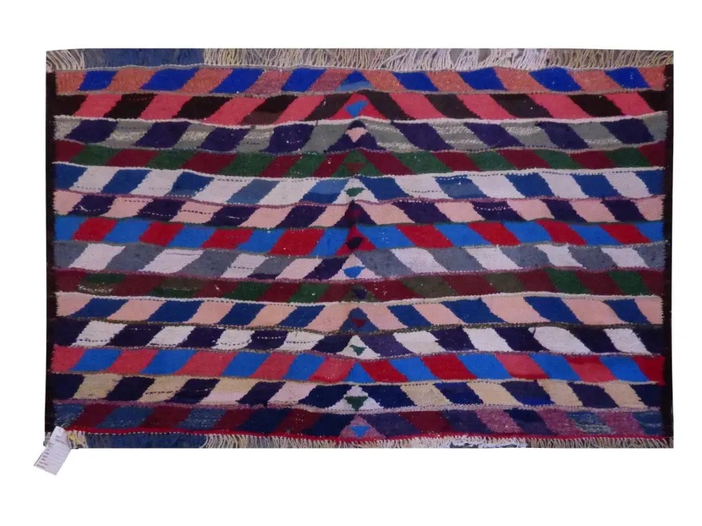 One Of The Kind Sanandaj Vintage Authentic Hand-Knotted Kilim 4'9" X 2'11": Lifetime Exchange Guarantee. The client is responsible for all shipping costs. Please call us for additional pictures and information. ABC Rugs Kilims Collection Sanandaj Vintage Hand-Knotted Kilim Ma