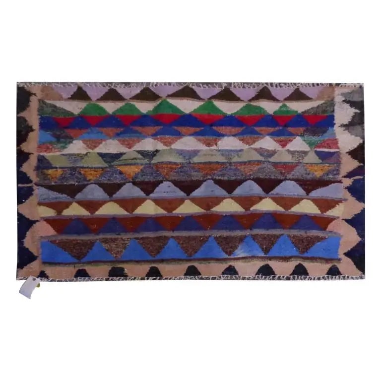 One Of The Kind Sanandaj Vintage Authentic Hand-Knotted Kilim 4'7" X 3'5": Lifetime Exchange Guarantee. The client is responsible for all shipping costs. Please call us for additional pictures and information. ABC Rugs Kilims Collection Sanandaj Vintage Hand-Knotted Kilim Ma