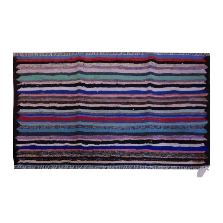 One Of The Kind Sanandaj Vintage Authentic Hand-Knotted Kilim 4'5" X 2'9": Lifetime Exchange Guarantee. The client is responsible for all shipping costs. Please call us for additional pictures and information. ABC Rugs Kilims Collection Sanandaj Vintage Hand-Knotted Kilim Ma