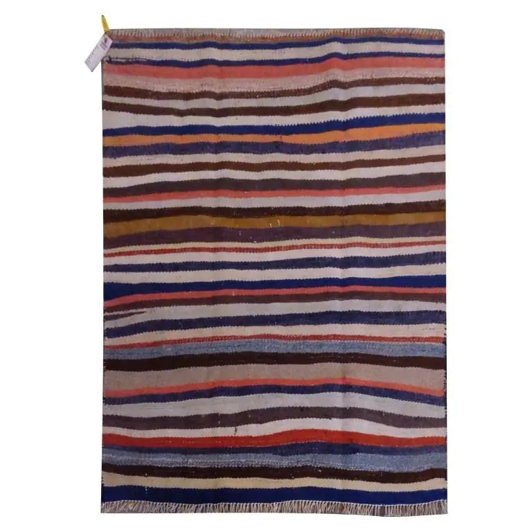 One Of The Kind Sanandaj Vintage Authentic Hand-Knotted Kilim 4'4" X 4'0": Lifetime Exchange Guarantee. The client is responsible for all shipping costs. Please call us for additional pictures and information. ABC Rugs Kilims Collection Sanandaj Vintage Hand-Knotted Kilim Ma