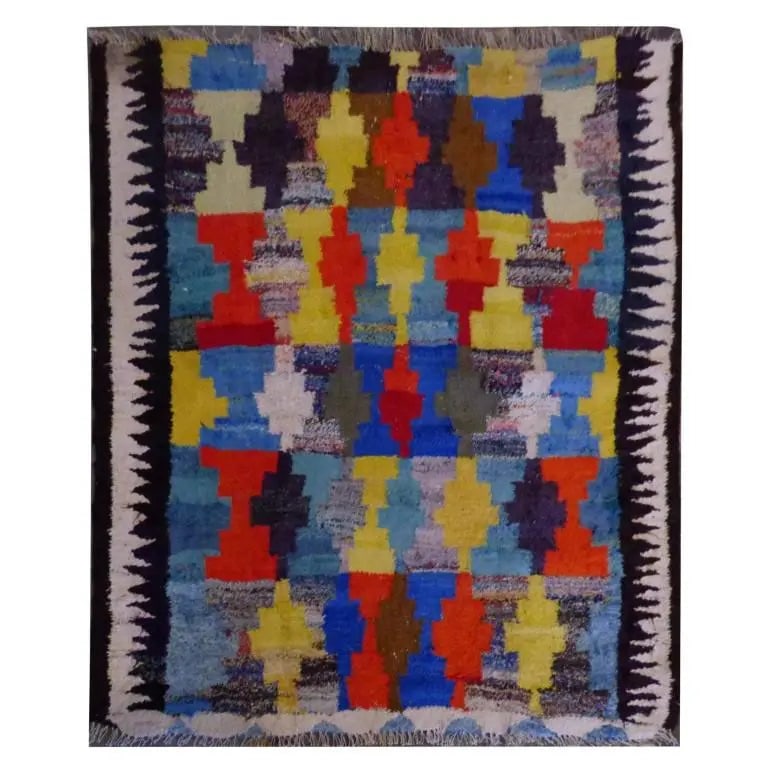 One Of The Kind Sanandaj Vintage Authentic Hand-Knotted Kilim 4'3" X 4'3" (1 of 1)