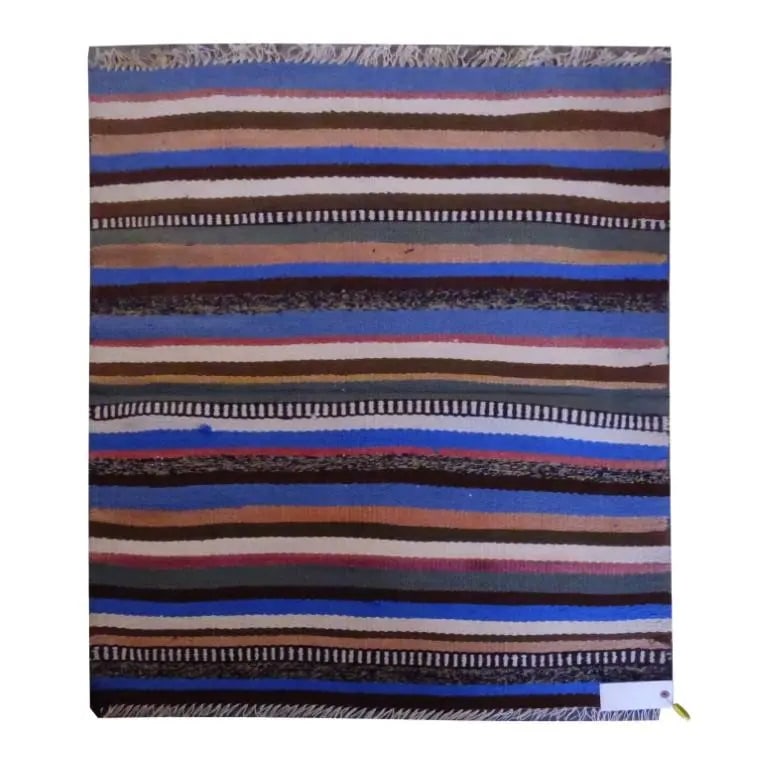 One Of The Kind Sanandaj Vintage Authentic Hand-Knotted Kilim 4'2" X 2'10": Lifetime Exchange Guarantee. The client is responsible for all shipping costs. Please call us for additional pictures and information. ABC Rugs Kilims Collection Sanandaj Vintage Hand-Knotted Kilim Ma
