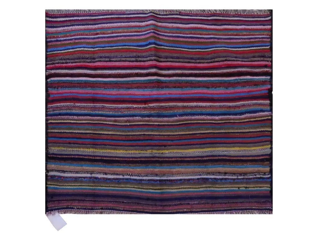 One Of The Kind Sanandaj Vintage Authentic Hand-Knotted Kilim 3'7" X 3'1": Lifetime Exchange Guarantee. The client is responsible for all shipping costs. Please call us for additional pictures and information. ABC Rugs Kilims Collection Sanandaj Vintage Hand-Knotted Kilim Ma