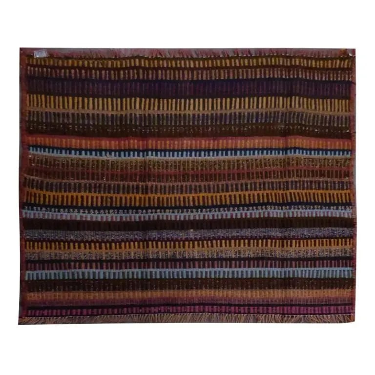 One Of The Kind Sanandaj Vintage Authentic Hand-Knotted Kilim 3'8" X 3'6": Lifetime Exchange Guarantee. The client is responsible for all shipping costs. Please call us for additional pictures and information. ABC Rugs Kilims Collection Sanandaj Vintage Hand-Knotted Kilim Ma