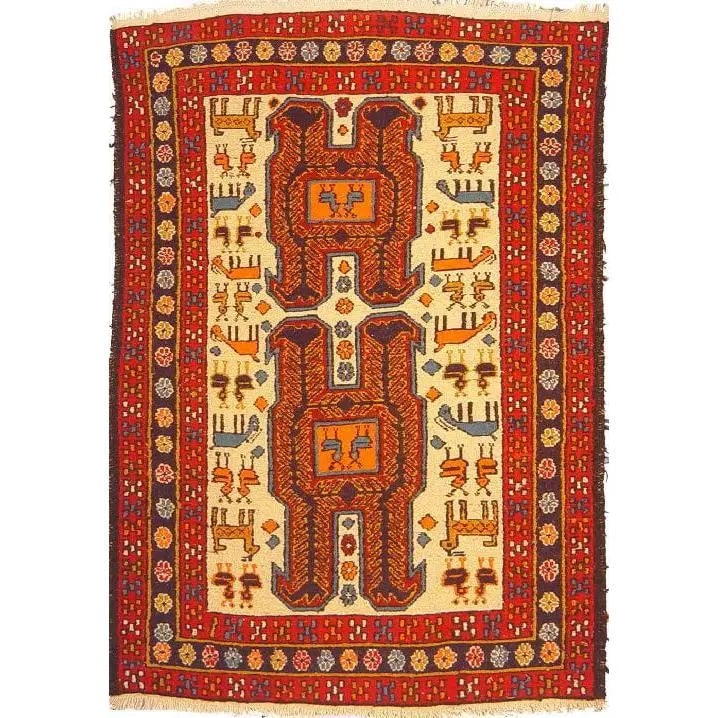 One Of The Kind Hand-Knotted Kilim Soumak 4'9" X 3'5": Lifetime Exchange Guarantee. The client is responsible for all shipping costs. Please call us for additional pictures and information. ABC Rugs Kilims Collection Moghan Kilim Collection And Modern Col