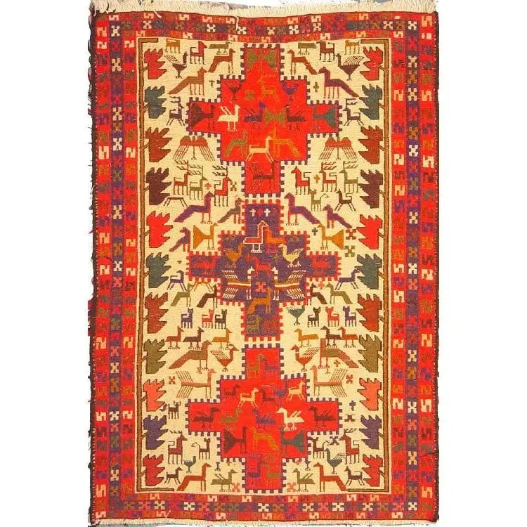 One Of The Kind Hand-Knotted Kilim Soumak 4'9" X 3'5" (1 of 1)