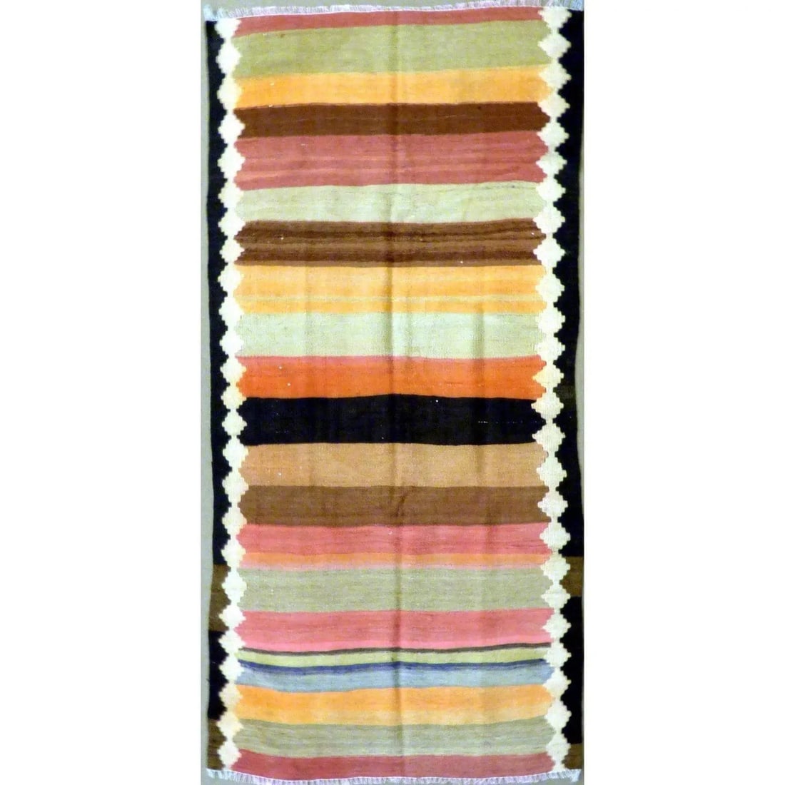 One Of The Kind Authentic Hand-Knotted Sanandaj Vintage Kilim 6'7" X 2'4" (1 of 1)