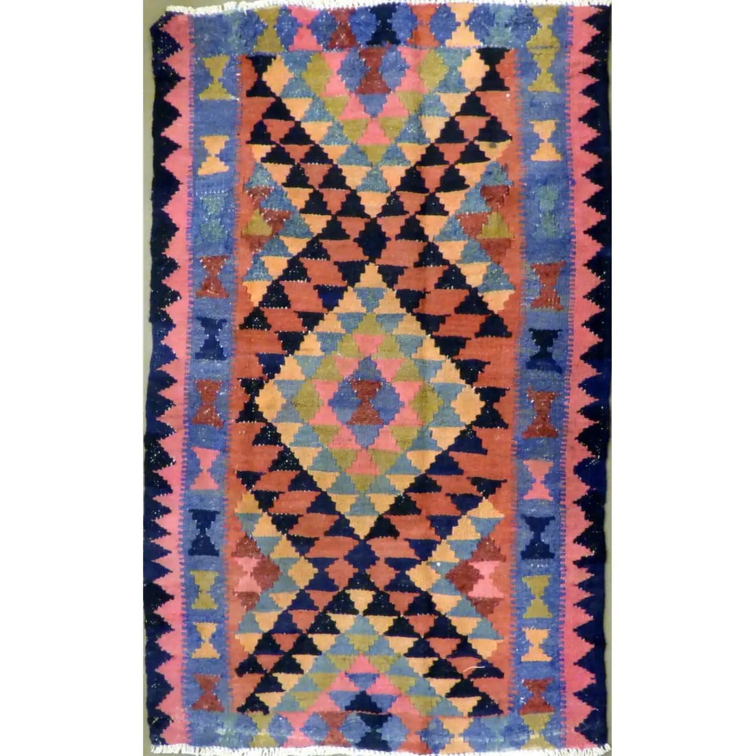 One Of The Kind Authentic Hand-Knotted Sanandaj Vintage Kilim 5'0" X 3'8": Lifetime Exchange Guarantee. The client is responsible for all shipping costs. Please call us for additional pictures and information. ABC Rugs Kilims Collection Authentic Hand-Knotted Sanandaj Vintag