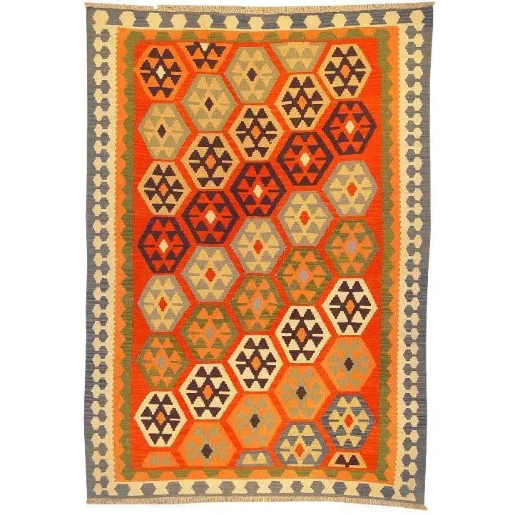 One Of The Kind Ardabil Persian Kilim 8'6" x 5'10": Lifetime Exchange Guarantee. The client is responsible for all shipping costs. Please call us for additional pictures and information. ABC Rugs Kilims Collection Ardabil Persian Kilim Collection And M