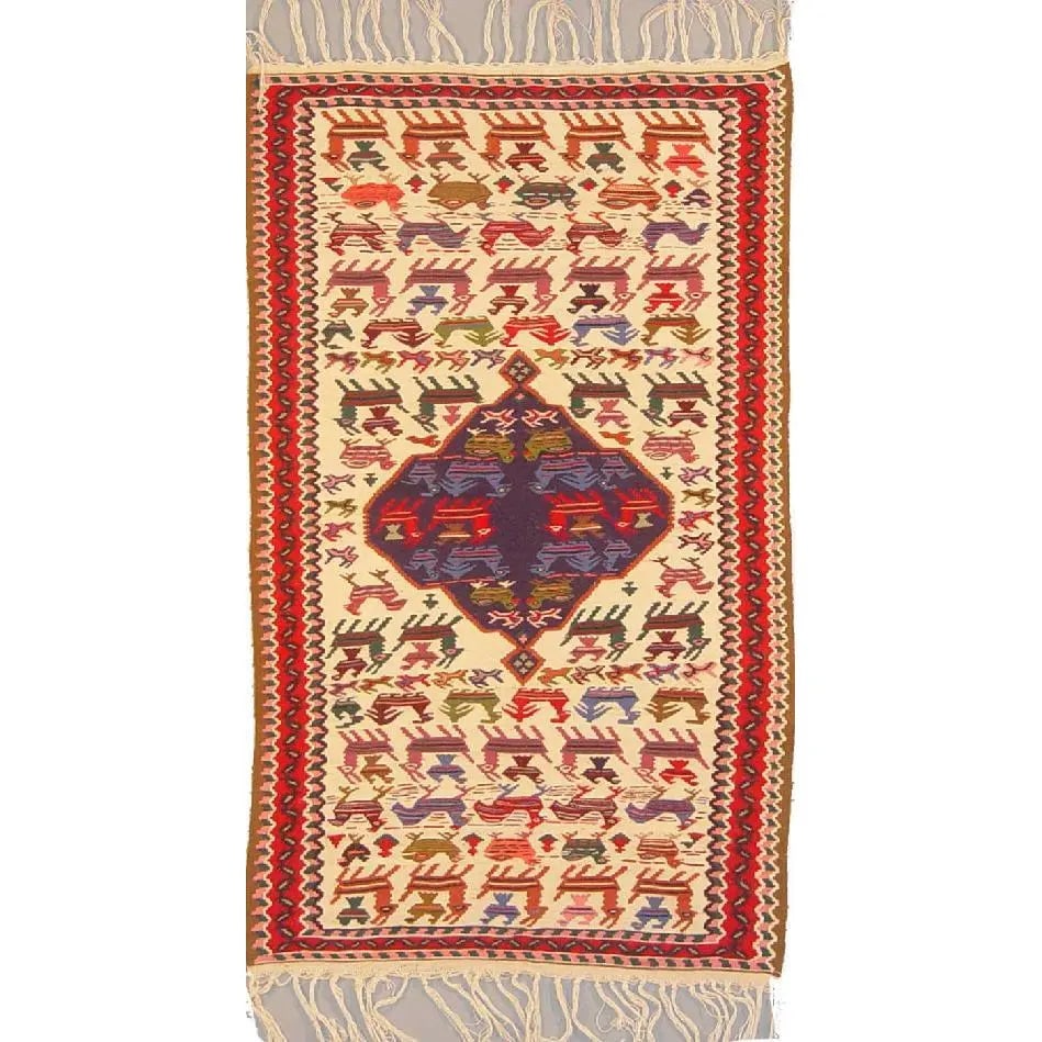 One Of The Kind Ardabil Persian Kilim 5'8" x 3'3": Lifetime Exchange Guarantee. The client is responsible for all shipping costs. Please call us for additional pictures and information. ABC Rugs Kilims Collection Ardabil Persian Kilim Collection And M