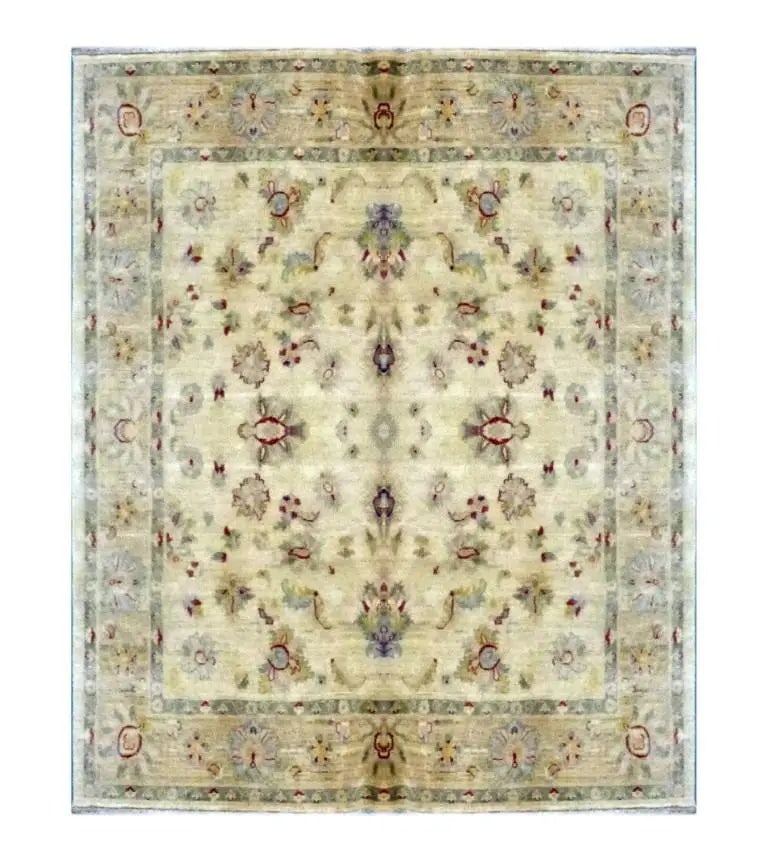 Hand Knotted One Of The Kind Peshawar And Khotan Rug 6'8" x 6'05" Pes_Kho_208: ABC Rugs Kilims Collection Pakistani Traditional Hand-Knotted Rug Made With Natural Wool & Cotton 6'8 X 6'05 (Abc 1713) (Green) Hand knotted and meticulously crafted by Pakistan artisans, this stu