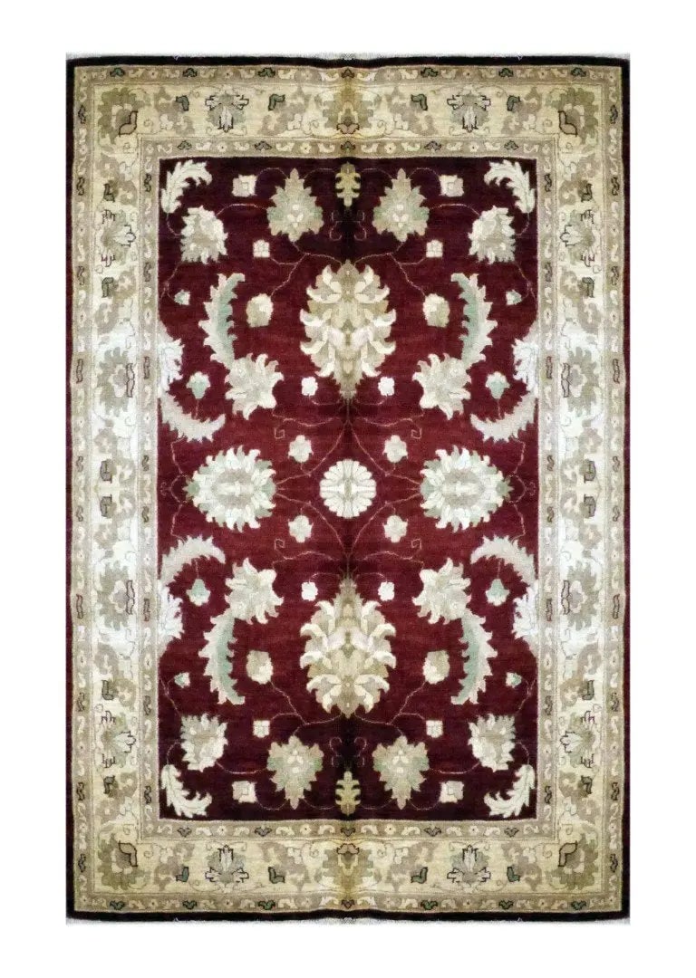Hand Knotted One Of The Kind Peshawar And Khotan Rug 5' x 6'7" Pes_Kho_211: ABC Rugs Kilims Collection Pakistani Traditional Hand-Knotted Rug Made With Natural Wool & Cotton 5' X 6'7 (Abc 1703) (Red, Gold) Hand knotted and meticulously crafted by Pakistan artisans, this s