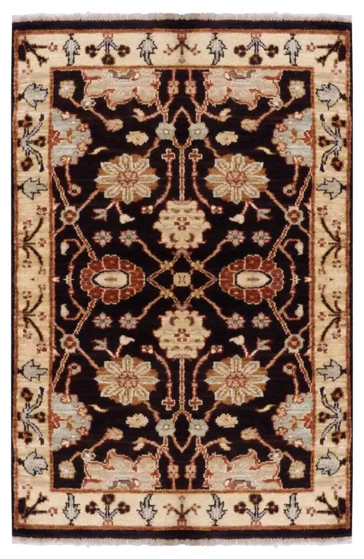 Hand Knotted One Of The Kind Peshawar And Khotan Rug 4'03" x 2'5" Pes_Kho_212: ABC Rugs Kilims Collection Pakistani Traditional Hand-Knotted Rug Made With Natural Wool & Cotton C4'03 X 2'5 (Abc1723) (Brown, Gold) Hand knotted and meticulously crafted by Pakistan artisans, th