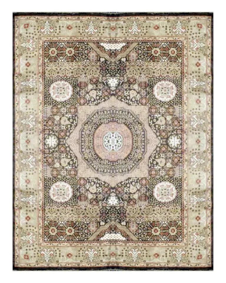 Hand Knotted One Of The Kind Peshawar And Khotan Rug 11'08" x 9'01" Pes_Kho_215: ABC Rugs Kilims Collection Pakistani Traditional Hand-Knotted Rug Made With Natural Wool & Cotton 11'08 X 9'01 (Abc 1819) (Black, Green) Hand knotted and meticulously crafted by Pakistan artisans,