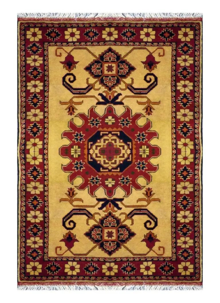 Hand Knotted One Of The Kind Peshawar And Khotan Rug 5'10" x 3'6" Pes_Kho_231: ABC Rugs Kilims Collection Pakistani Traditional Hand-Knotted Rug Made With Natural Wool & Cotton 5'10 X 3'6 (Abc 4513) (Cream, Red) Hand knotted and meticulously crafted by Pakistan artisans, thi