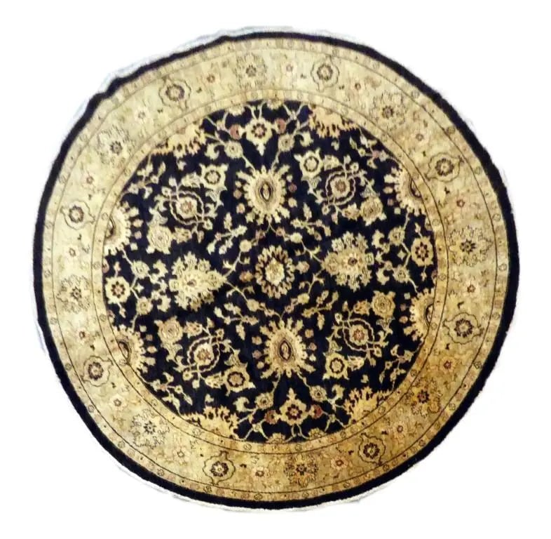 Hand Knotted One Of The Kind Peshawar And Khotan Rug 8'11" x 8'10" Pes_Kho_234: ABC Rugs Kilims Collection Pakistani Traditional Hand-Knotted Rug Made With Natural Wool & Cotton 8'11 X 8'10 (Abc 7) (Black, Gold) Hand knotted and meticulously crafted by Pakistan artisans, this