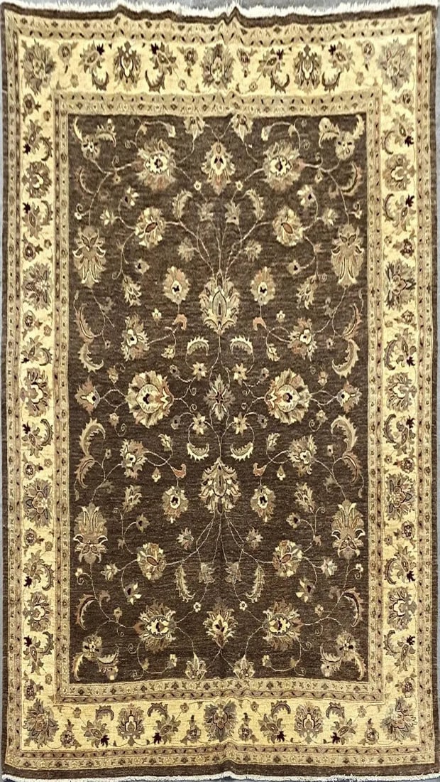 Hand Knotted One Of The Kind Peshawar And Khotan Rug 9'8" x 7'11" Pes_Kho_238: ABC Rugs Kilims Collection Pakistani Peshawar Traditional Hand-Knotted Rug Made With Natural Wool And Cotton 9'8'' X 7'11'' (Abcr01823) (Brown, Gold) Hand knotted and meticulously crafted by Pakistan 