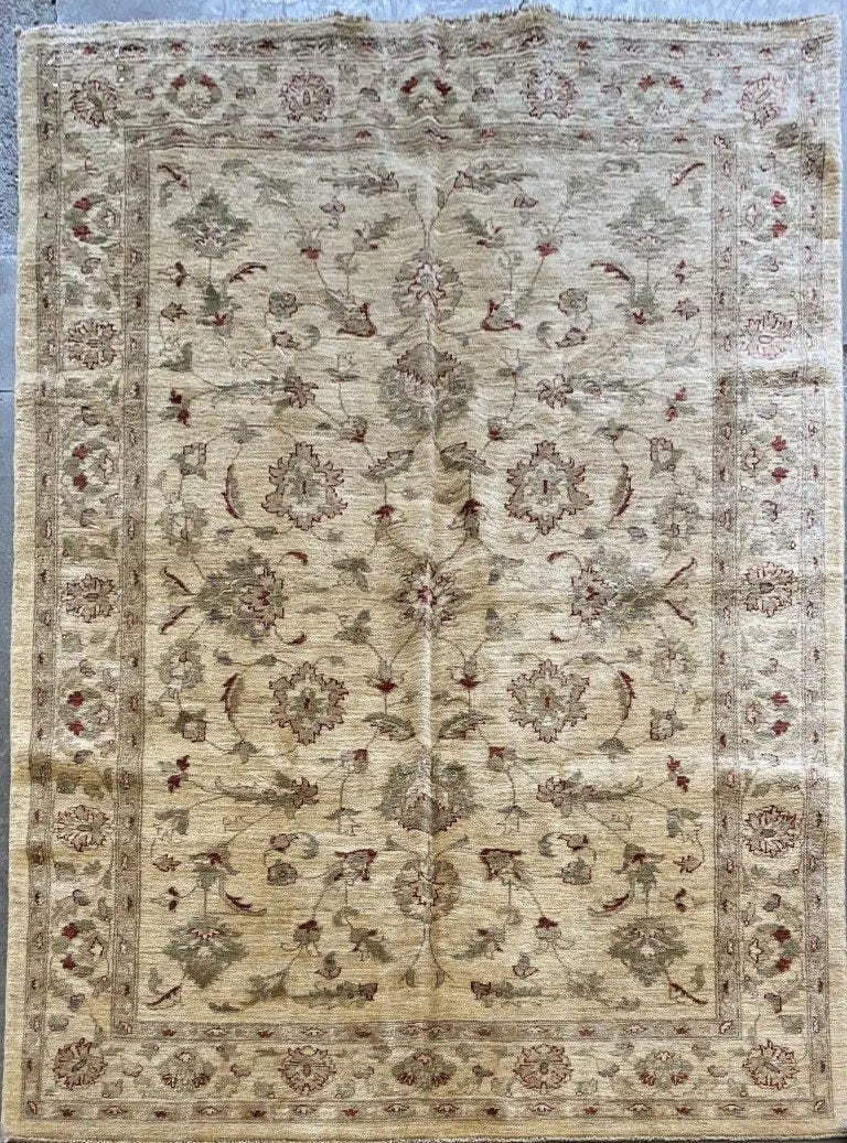 Hand Knotted One Of The Kind Peshawar And Khotan Rug 6'0" x 6'8" Pes_Kho_244: ABC Rugs Kilims Collection Pakistani Peshawar Traditional Hand-Knotted Rug Made With Natural Wool And Cotton 6'0'' X 6'8'' (Abcr05) (Multi Color) Hand knotted and meticulously crafted by Pakistan arti