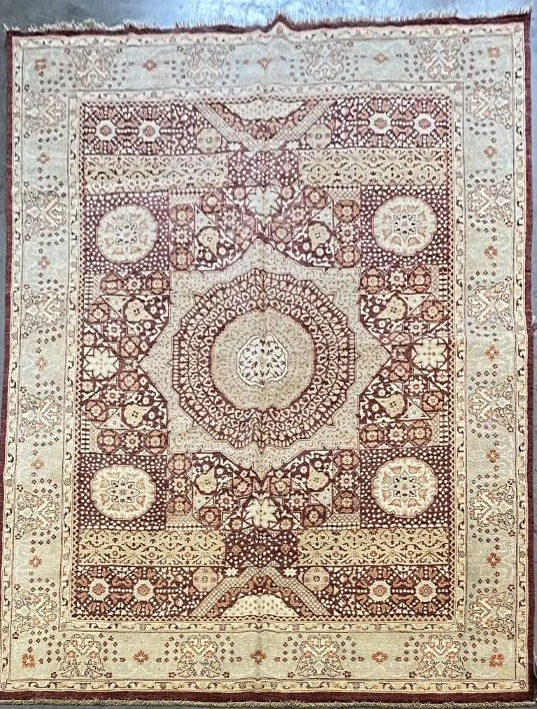 Hand Knotted One Of The Kind Peshawar And Khotan Rug 12'1" x 9'0" Pes_Kho_245: ABC Rugs Kilims Collection Pakistani Peshawar Traditional Hand-Knotted Rug Made With Natural Wool And Cotton 12'1'' X 9'0'' (Abcr01820) (Red, Cream) Hand knotted and meticulously crafted by Pakistan a