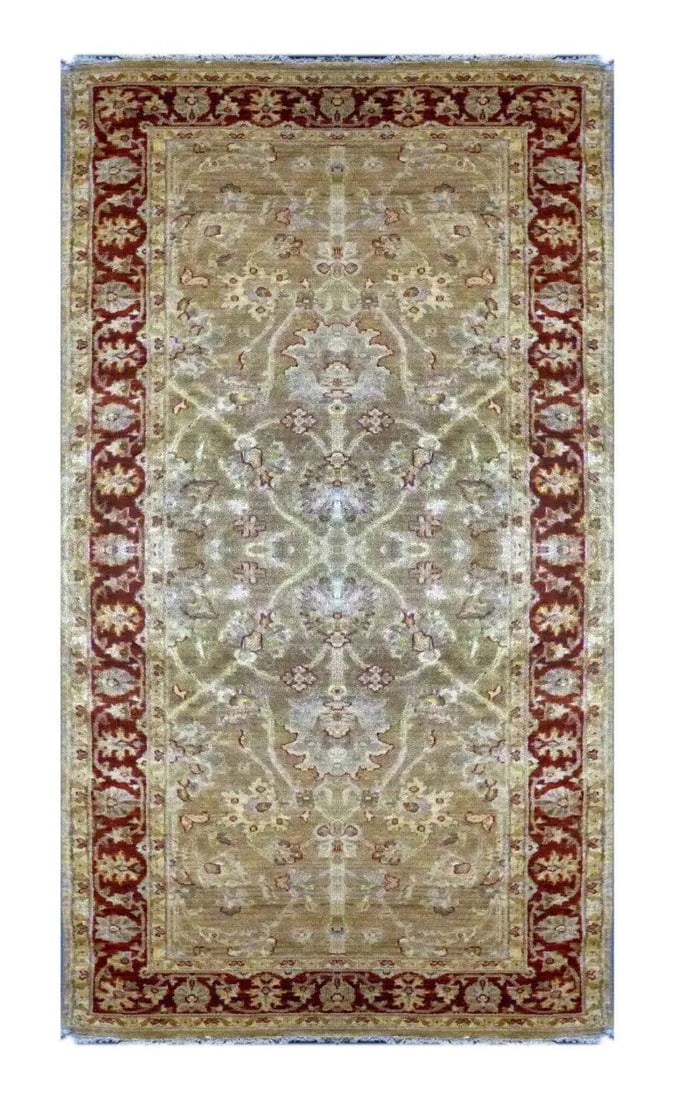 Hand Knotted One Of The Kind Peshawar And Khotan Rug 9'4" x 4' Pes_Kho_251: ABC Rugs Kilims Collection Pakistani Peshawar Hand-Knotted Rug Made With Natural Wool & Cotton 9'4 X 4' (Abc 10528) (Red, Beige) Hand knotted and meticulously crafted by Pakistan artisans, this st