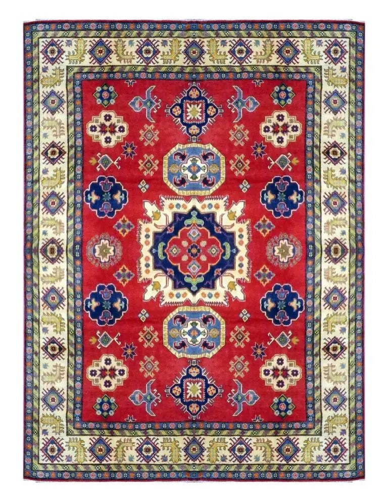 One Of The Kind Kazak Hand-Knotted Rug 12' x 9'2" Kz04: ABC Rugs Kilims Collection Afghani Kazak Hand-Knotted Rug Made With Natural Wool & Cotton 12' X 9'2 (Abc 8638) (Red, Blue, Green) Hand knotted and meticulously crafted by Afghan artisans, this stu
