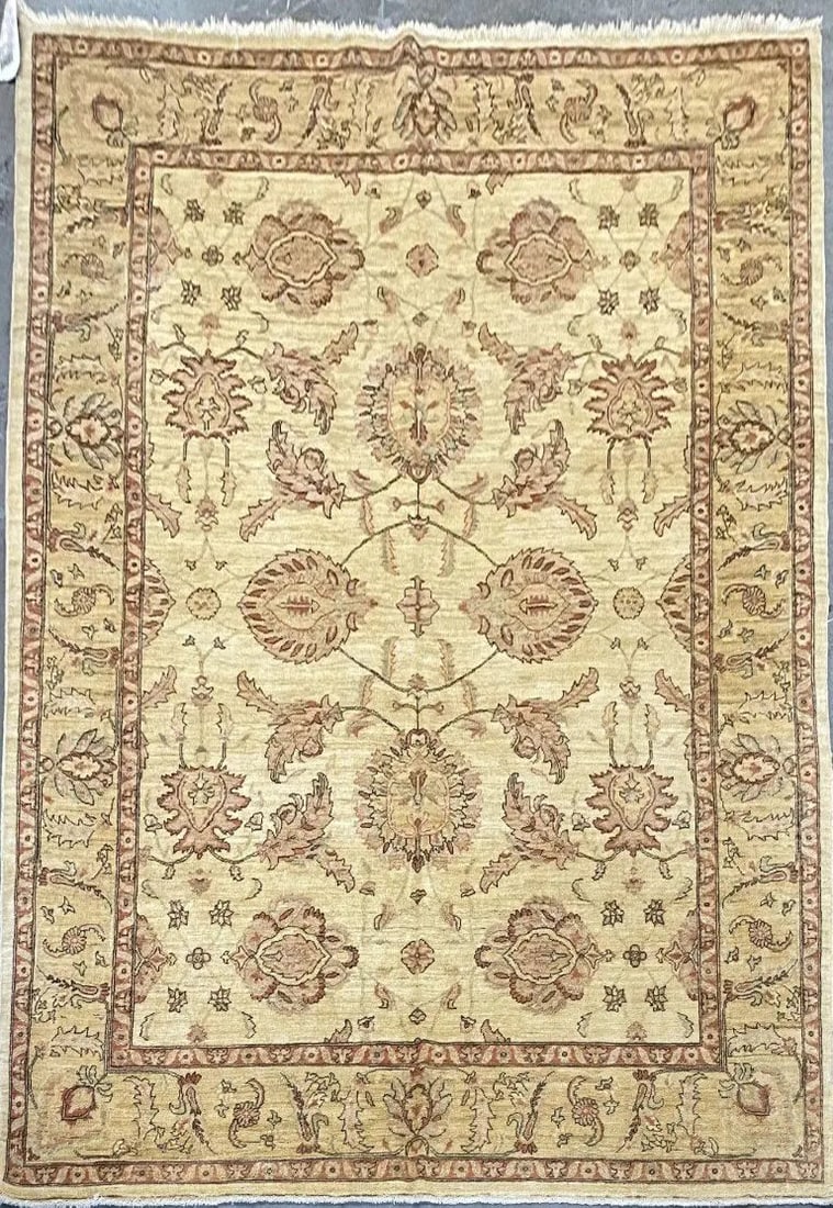 Hand Knotted One Of The Kind Peshawar And Khotan Rug 12'2" x 8'1" Pes_Kho_259: ABC Rugs Kilims Collection Pakistani Karachi Traditional Hand-Knotted Rug Made With Natural Wool And Cotton 12'2'' X 8'1'' (Abcr01736) (Cream, Camel) Hand knotted and meticulously crafted by Pakistan 