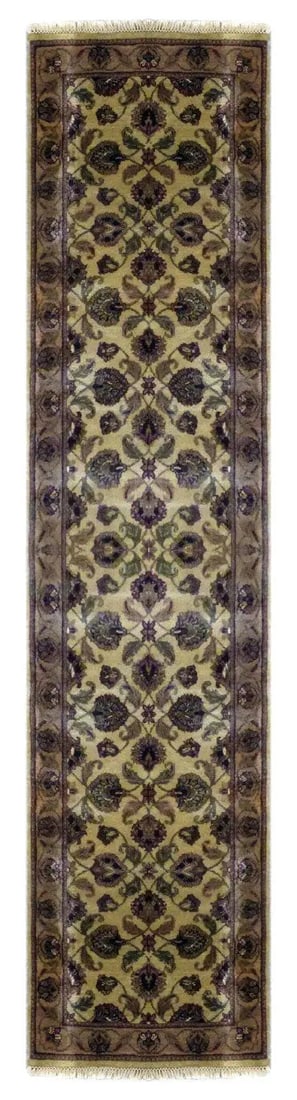 One Of The Kind Indian Hand-Knotted Rug 10'1" X 2'6": ABC Rugs Kilims Collection Indian Traditional Hand-Knotted Rug Made With Natural Wool & Cotton 10'1 X 2'6 (Abc843) (Beige, Gold) Hand knotted and meticulously crafted by Indian artisans, this stun