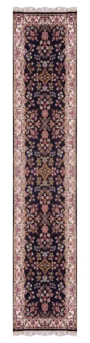 One Of The Kind Indian Hand-Knotted Rug 12' X 2'9": ABC Rugs Kilims Collection Indian Traditional Hand-Knotted Rug Made With Natural Wool & Cotton 12' X 2'9 (Abc847) (Black, Brown) Hand knotted and meticulously crafted by Indian artisans, this stun