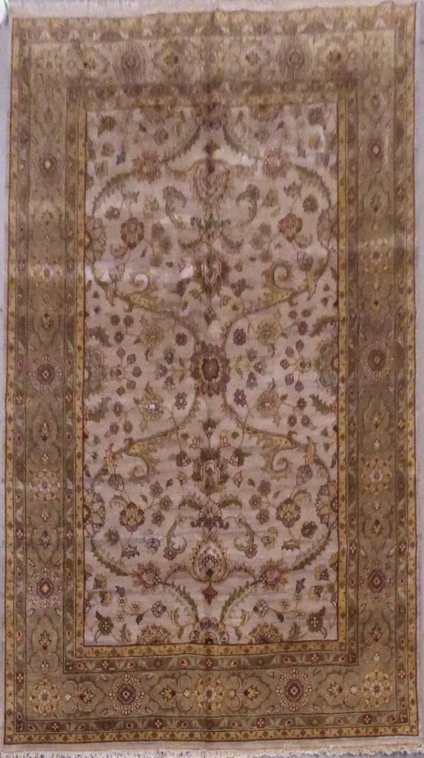 One Of The Kind Indian Hand-Knotted Rug 6'0'' X 9'11": ABC Rugs Kilims Collection Indian Traditional Style Hand-Knotted Natural Wool And Cotton Rug 6'0'' X 9'11 (Abcr01689) (Gr17889) (Brown) Hand knotted and meticulously crafted by Indian artisans, this s