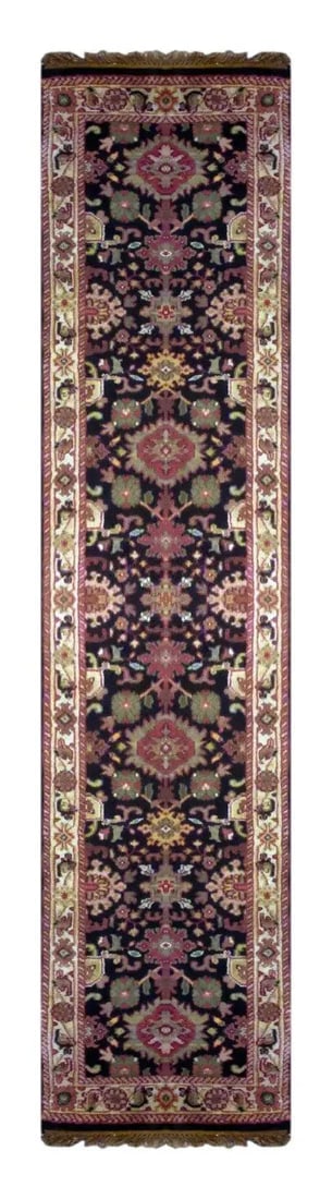 One Of The Kind Indian Hand-Knotted Rug 11'9" X 2'5": ABC Rugs Kilims Collection Indian Traditional Hand-Knotted Rug Made With Natural Wool & Cotton 11'9 X 2'5 (Abc2715) (Black, Red) Hand knotted and meticulously crafted by Indian artisans, this stun