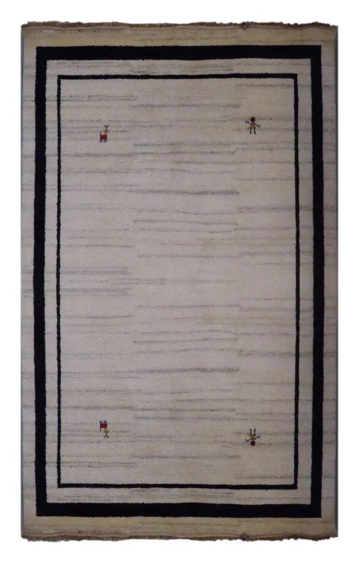 One Of The Kind Indian Hand-Knotted Gabbeh Rug 7'9" X 5'7": ABC Rugs Kilims Collection Indian Traditional Hand-Knotted Rug Made With Natural Wool & Cotton 7'9 X 5'7 (Abc2625) (Beige) Hand knotted and meticulously crafted by Indian artisans, this stunning I