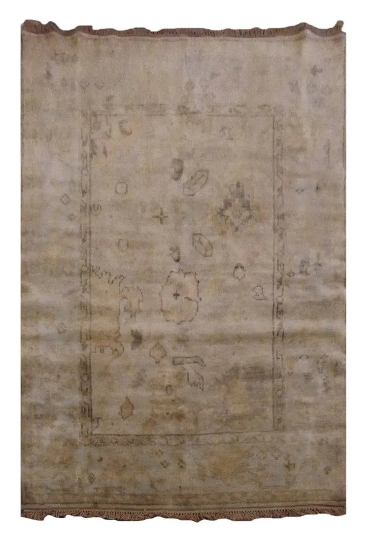 One Of The Kind Indian Modern Design Rug 6' X 3'11": ABC Rugs Kilims Collection Indian Traditional Hand-Knotted Rug Made With Natural Wool & Cotton 6' X 3'11 (Abc1679) (Beige) Hand knotted and meticulously crafted by Indian artisans, this stunning I