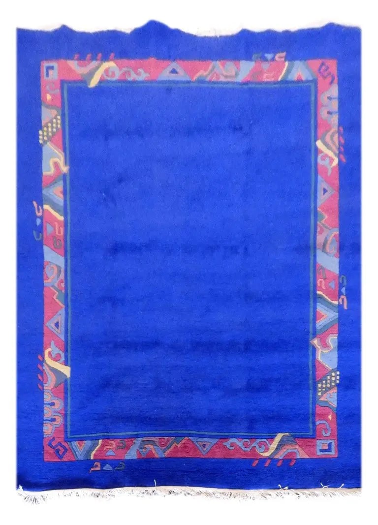 One Of The Kind Indian Hand-Knotted Gabbeh Rug 8'2" X 6'6": ABC Rugs Kilims Collection Indian Plain Hand-Knotted Rug Made With Natural Wool & Cotton 8'2 X 6'6 (Abc2463) (Blue) Hand knotted and meticulously crafted by Indian artisans, this stunning Indian H