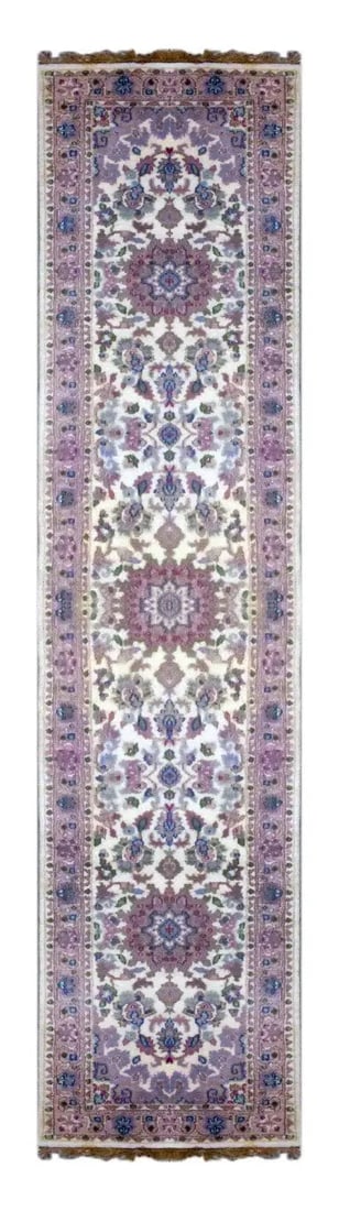 One Of The Kind Indian Hand-Knotted Rug 10'3" X 2'3": ABC Rugs Kilims Collection Indian Persian Hand-Knotted Rug Made With Natural Wool & Cotton 10'3 X 2'3 (Abc0) (Cream, Blue) Hand knotted and meticulously crafted by Indian artisans, this stunning I
