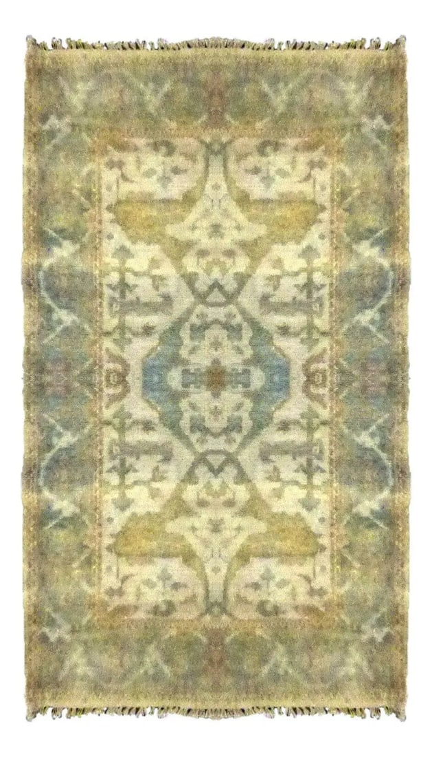 One Of The Kind Indian Hand-Knotted Rug 5'1" X 3'1": ABC Rugs Kilims Collection Indian Oushak Hand-Knotted Rug Made With Natural Wool & Cotton 5'1 X 3'1 (Abc0) (Beige) Hand knotted and meticulously crafted by Indian artisans, this stunning Indian Ha