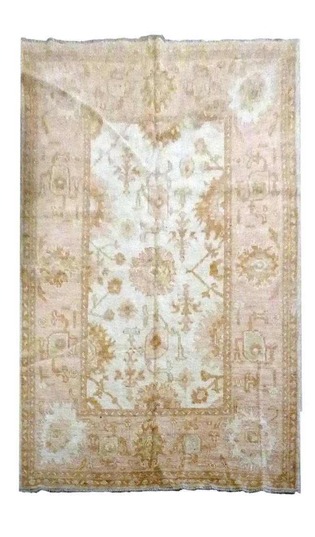 One Of The Kind Indian Hand-Knotted Rug 6'9" X 5'3": ABC Rugs Kilims Collection Indian Oushak Hand-Knotted Rug Made With Natural Wool & Cotton 6'9 X 5'3 (Abc20045) (Beige) Hand knotted and meticulously crafted by Indian artisans, this stunning India
