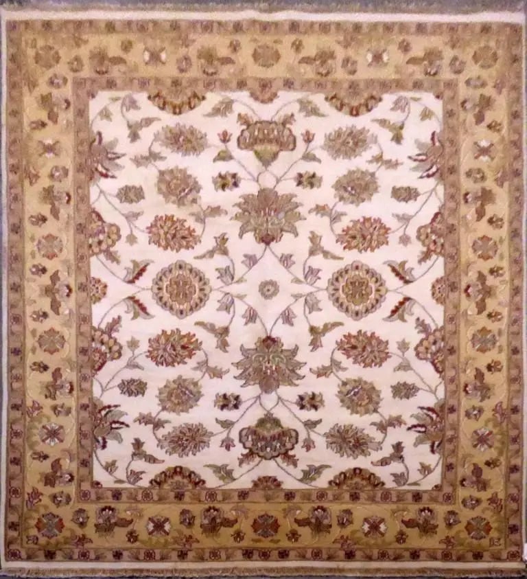 One Of The Kind Indian Hand-Knotted Rug 7'11" X 10'0'': ABC Rugs Kilims Collection Indian Oushak Hand-Knotted Rug Made With Natural Wool & Cotton 7'11 X 10'0'' (Abc157944) (Camel) Hand knotted and meticulously crafted by Indian artisans, this stunning 