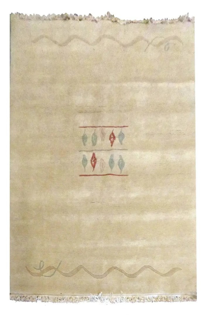 One Of The Kind Indian Hand-Knotted Gabbeh Rug 7'10" X 5'8": ABC Rugs Kilims Collection Indian Khatmandu Hand-Knotted Rug Made With Natural Wool & Cotton 7'10 X 5'8 (Abc2123) (Cream) Hand knotted and meticulously crafted by Indian artisans, this stunning In